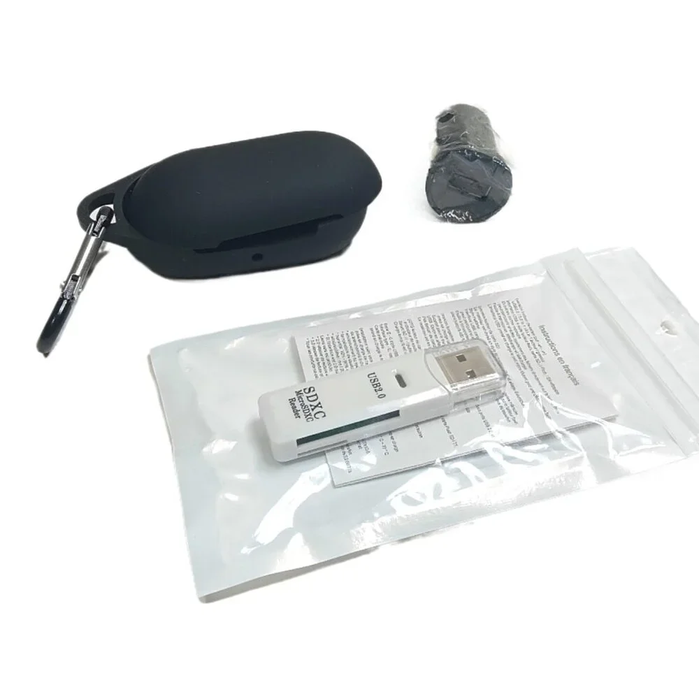 USB 2.0 SD Card Reader Car Charger Silicone Earbuds Keychain 3-Piece Travel Kit